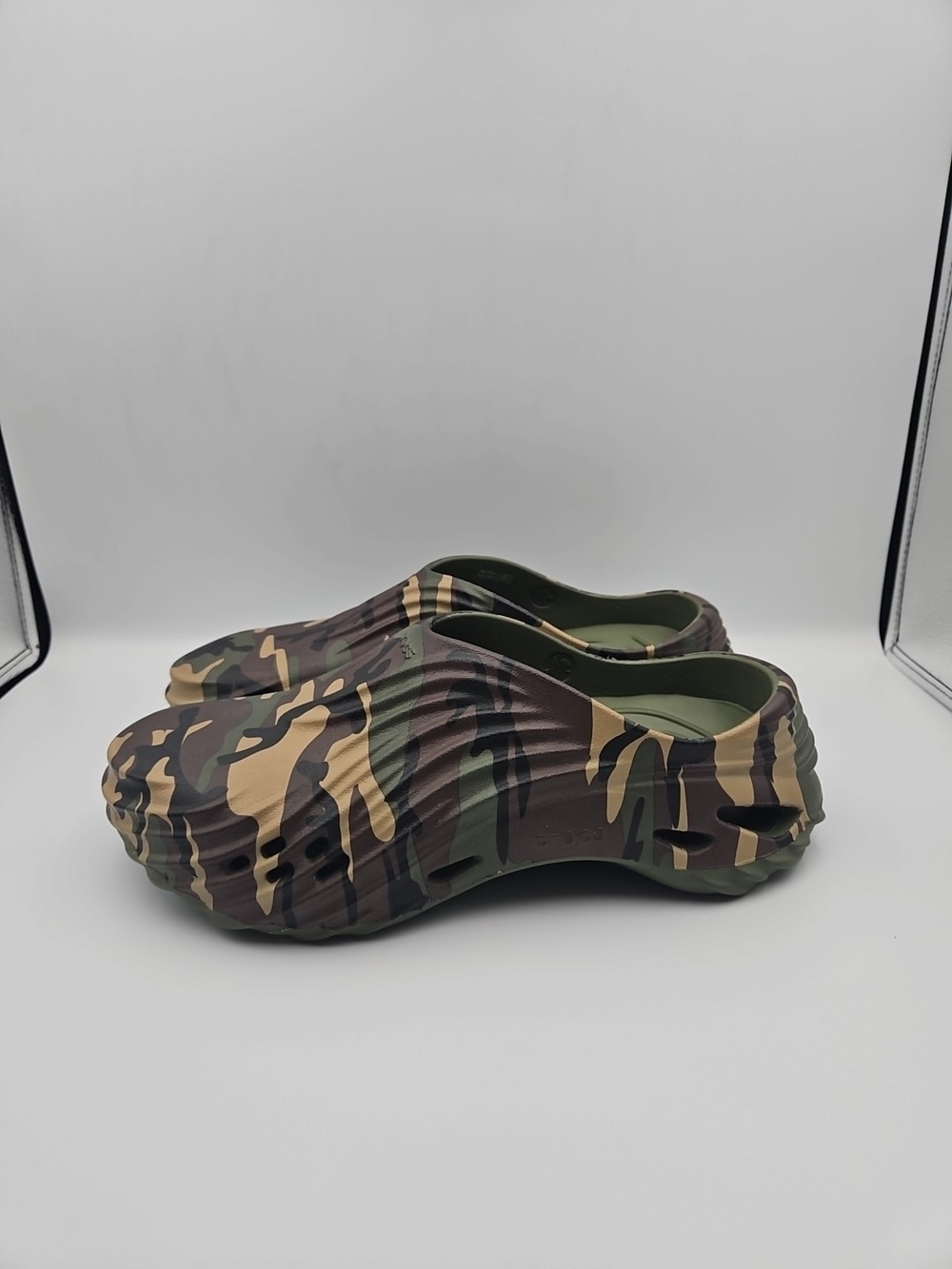 CROCS Classic Clog Slip-Ons in Camouflage Green Brown Tan